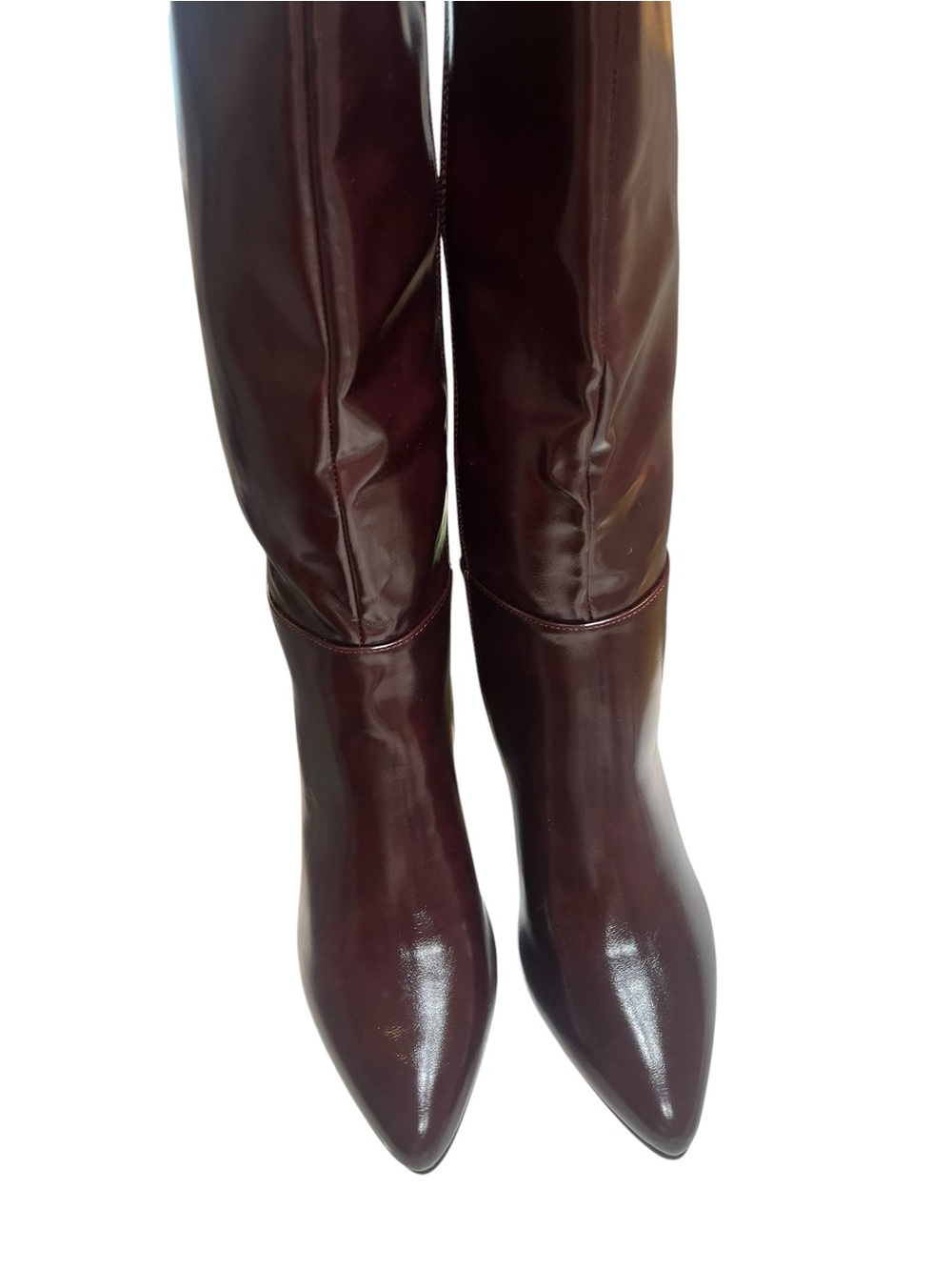 Brown Faux Leather Knee High Boots - Size 8 - Picture 2 of 8